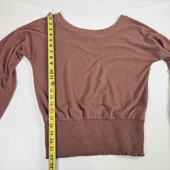 Abercrombie Soft & Cozy Medium Brown Long Sleeve Elastic Waist Top - Picture 6 of 9